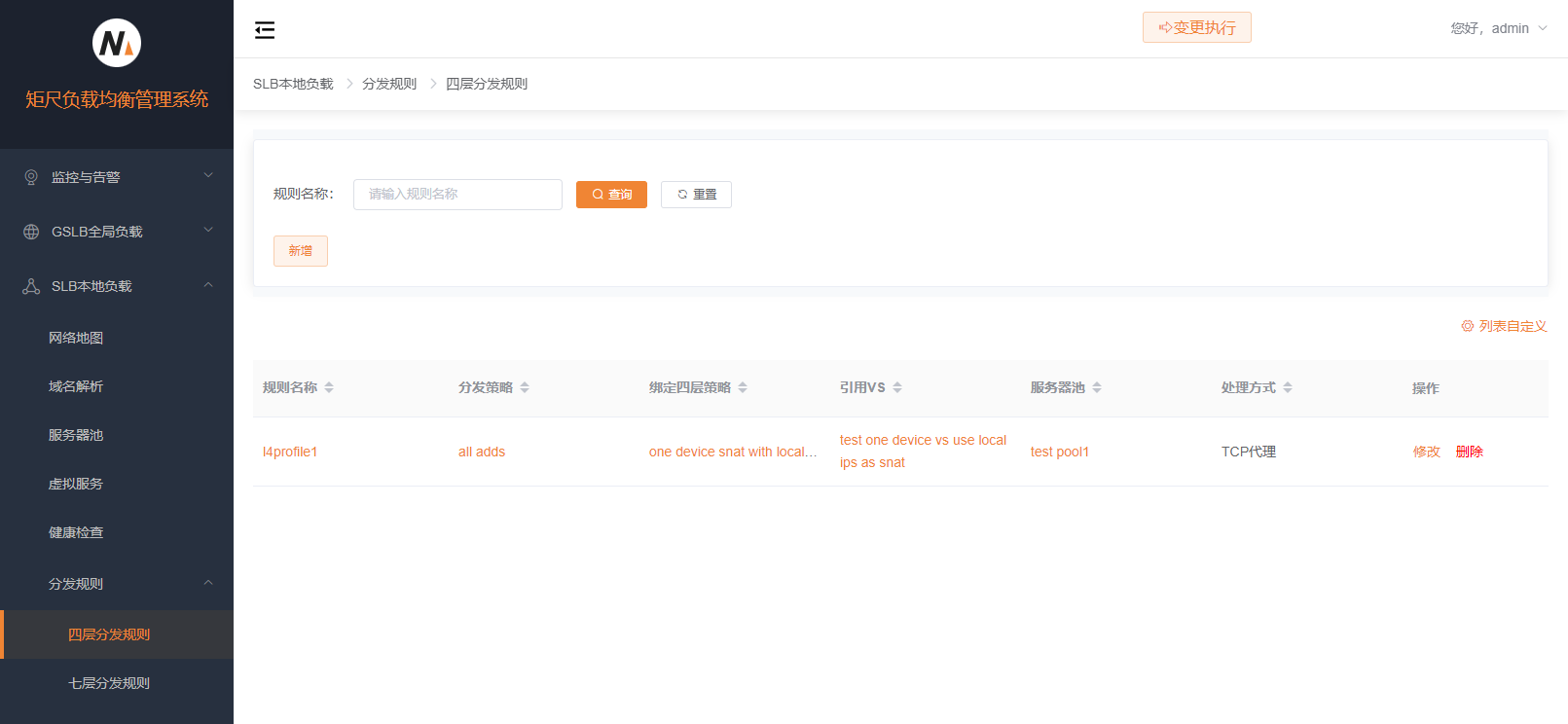 四层分发规则列表