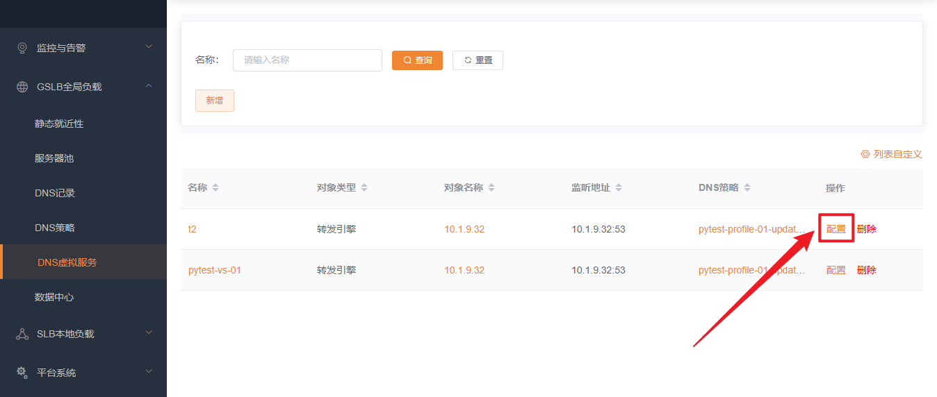 修改DNS虚拟服务