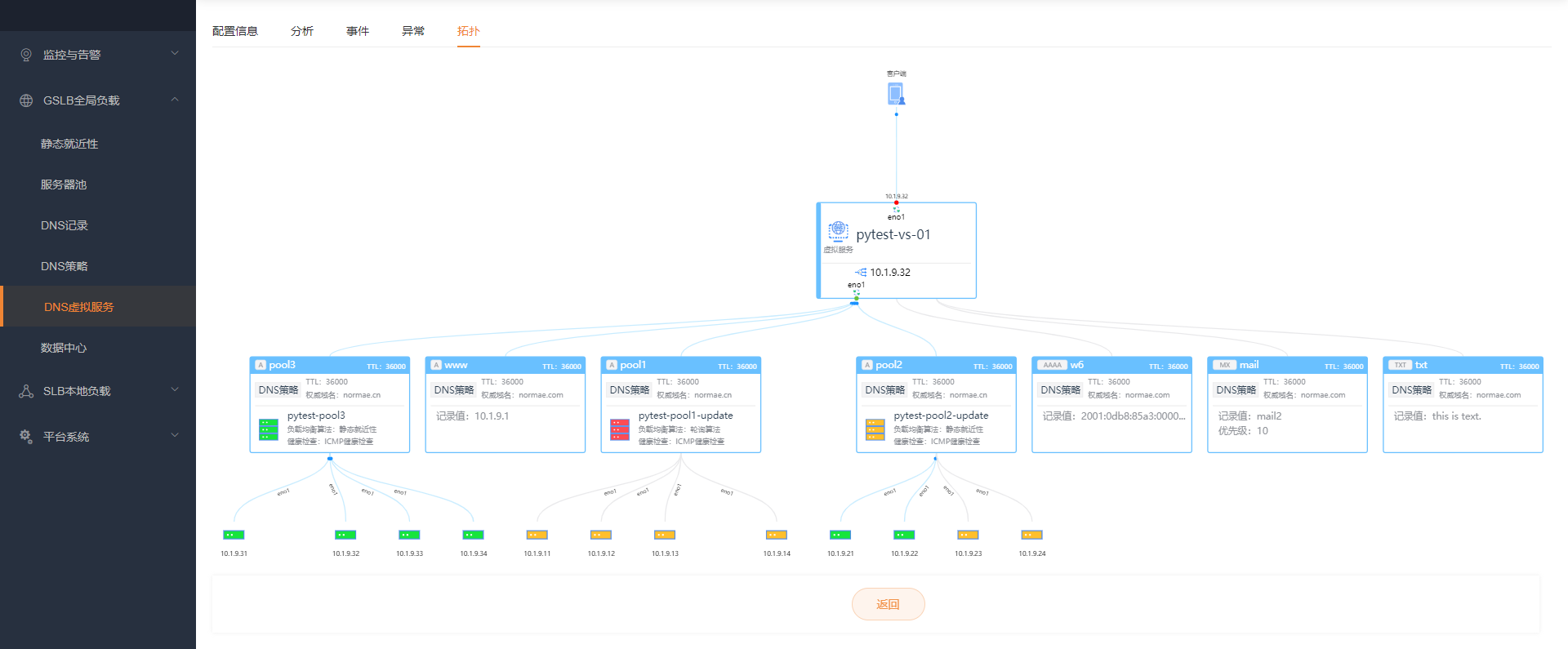 DNS虚拟服务拓扑