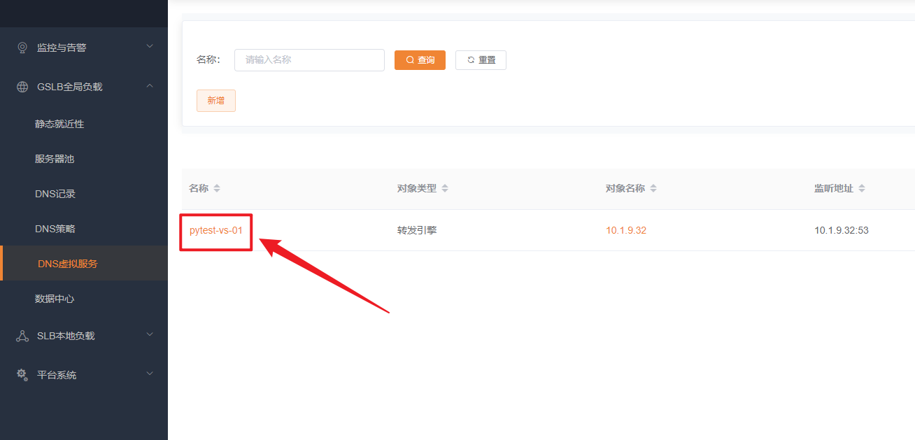 DNS虚拟服务详情
