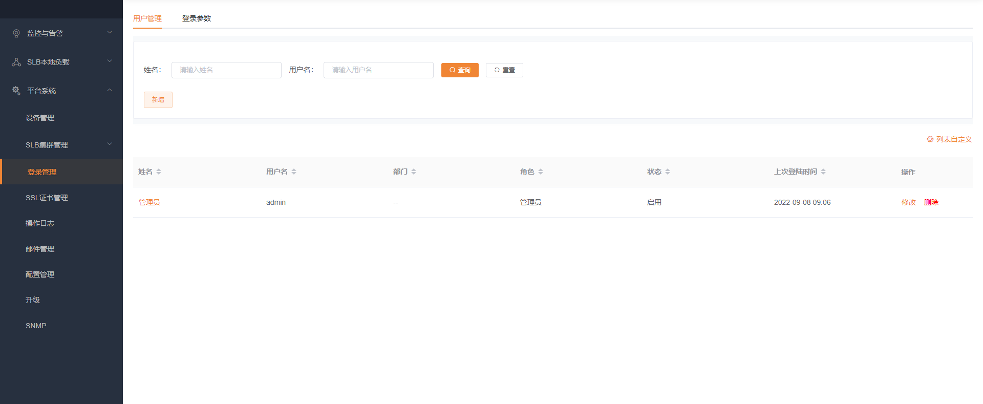 用户管理列表